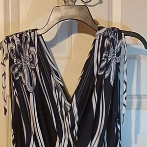 Black and white vertical stripe maxi dress